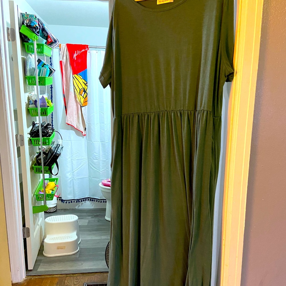 Plus size, olive green maxi dress